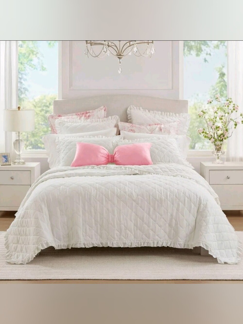 Armoire Collection Full/Queen Ruffle Quilt White Coquette Quilt
